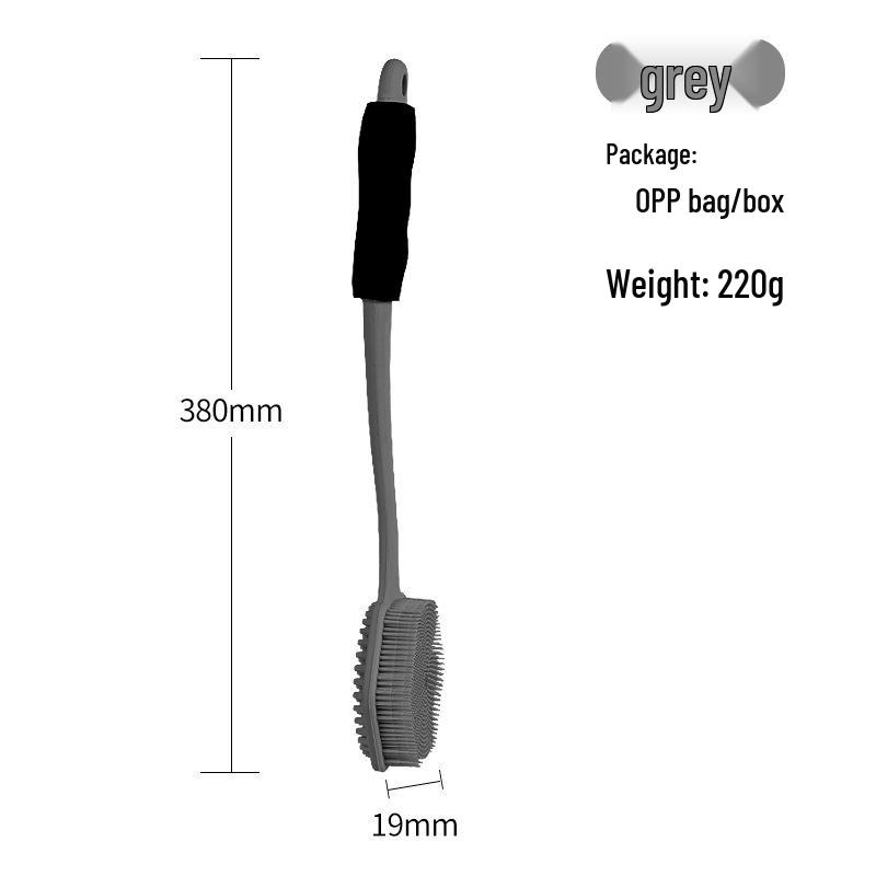 Silicone Double-Sided Bath Massage Brush with Long Handle