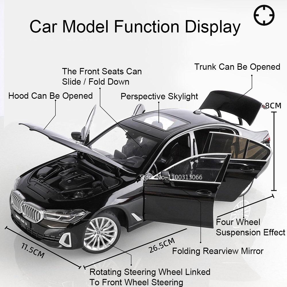 1:18 X5M 5 Series 530Li Alloy Toy Model Diecast Cars Wheel Shock Absorption Slide Forward Miniature Vehicle Collect Souvenirs