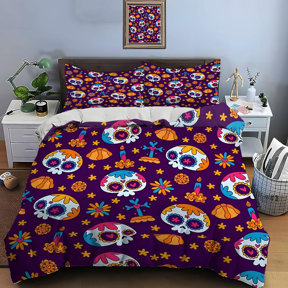 Mexican Style Skull Guitar Print Bedding Set Duvet Cover 1 Duvet Cover 2 Pillowcases Adult And Kids Bedding Set Luxury Gifts