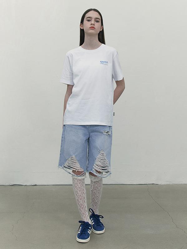 KIRSH Damaged Half Denim Pants [Light Blue]