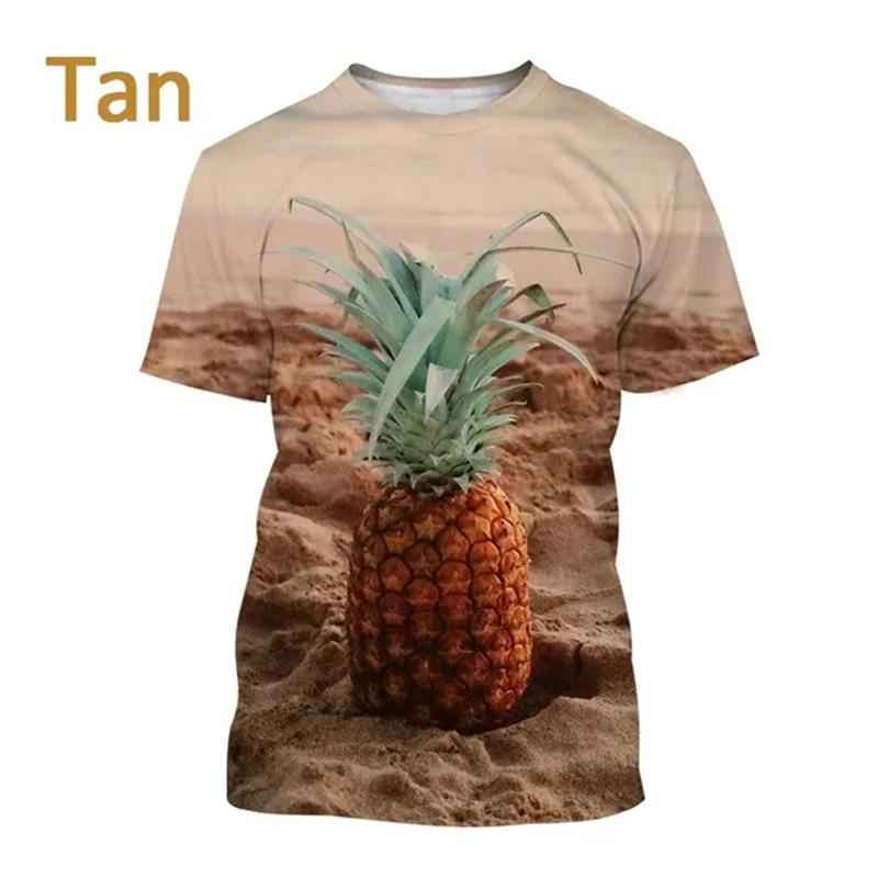 Summer New Pineapple Pattern 3D Printing Short-sleeved Breathable T Shirt Men's Women's Tropical Fruit Graphic Streetwear Tops