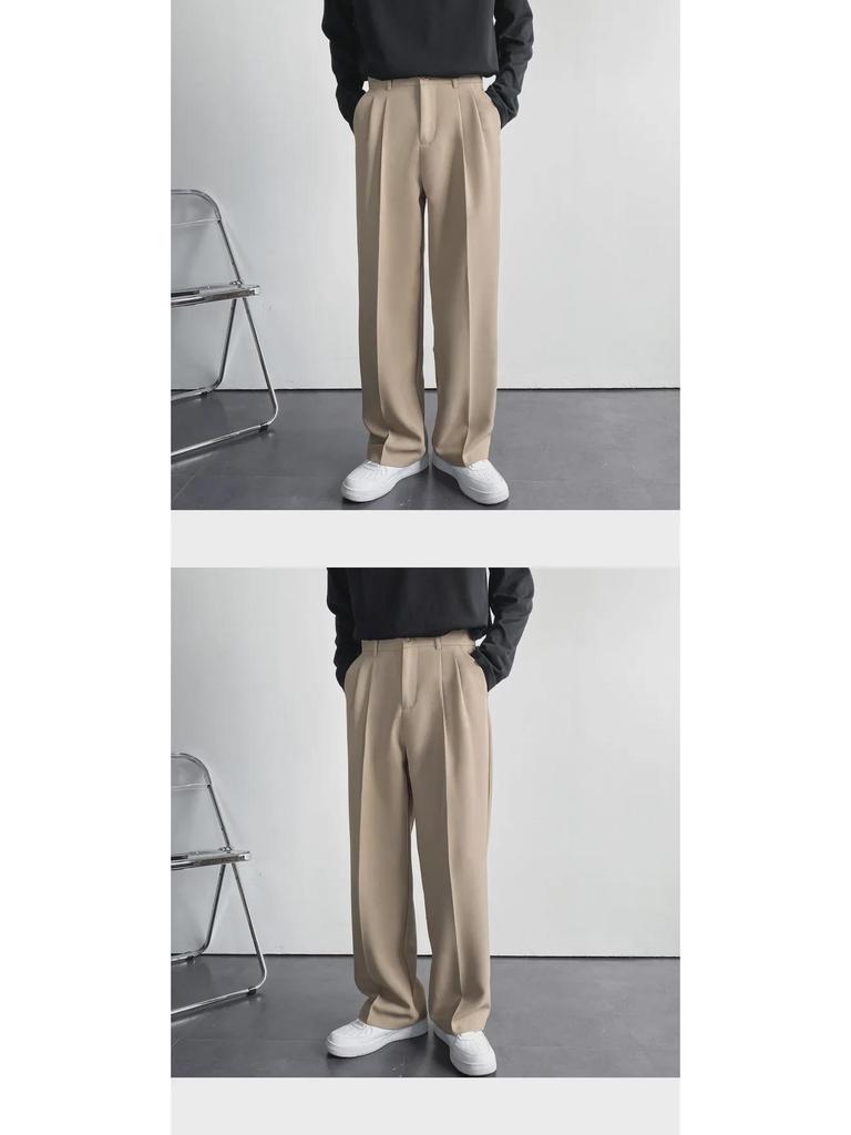 Men's Korean Wide-Leg Casual Suit Trousers