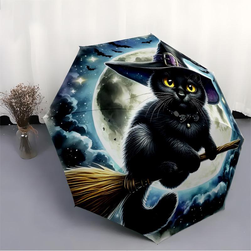 1pc Witch Cat Folding Umbrella, Durable, Suitable for Outdoor Activities or Rain, Suitable for Commuting yy251027117