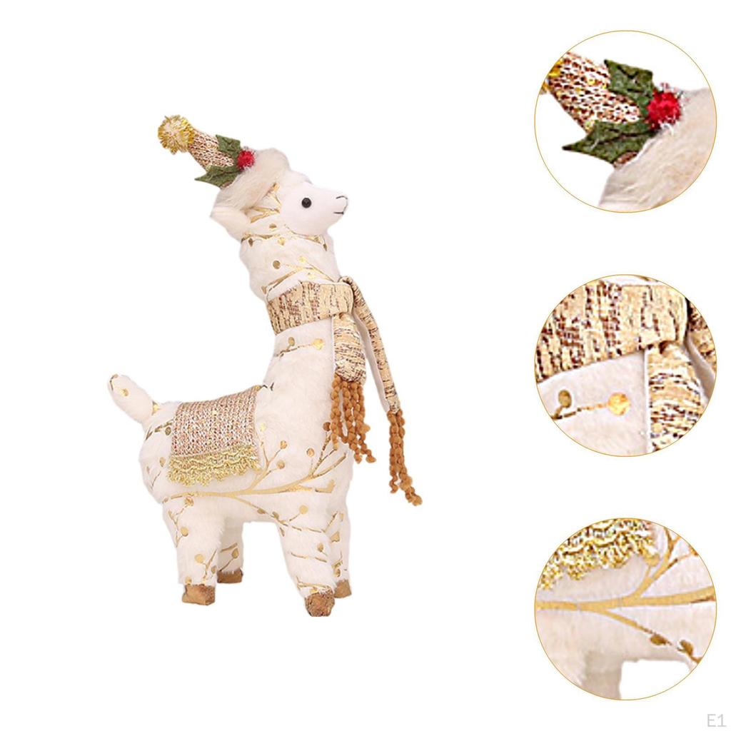 Alpaca Figurine Ornament Doll Christmas Standing for Office Holiday