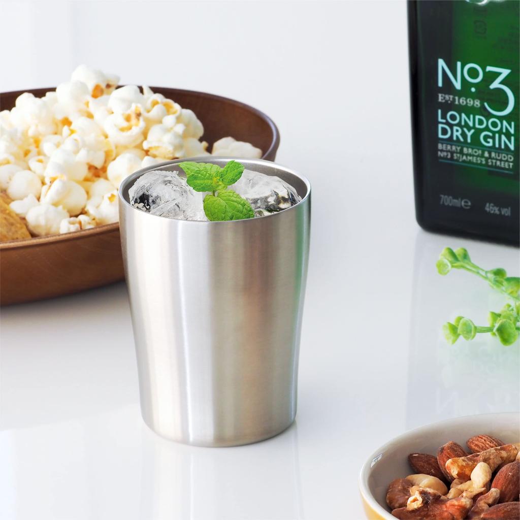 Atlas Pair of 250ml Stainless Steel Tumblers with Vacuum Insulation and Smooth Perfect for and Other Drinks ASTN-250MT2P Mouth, Beer, Highballs,