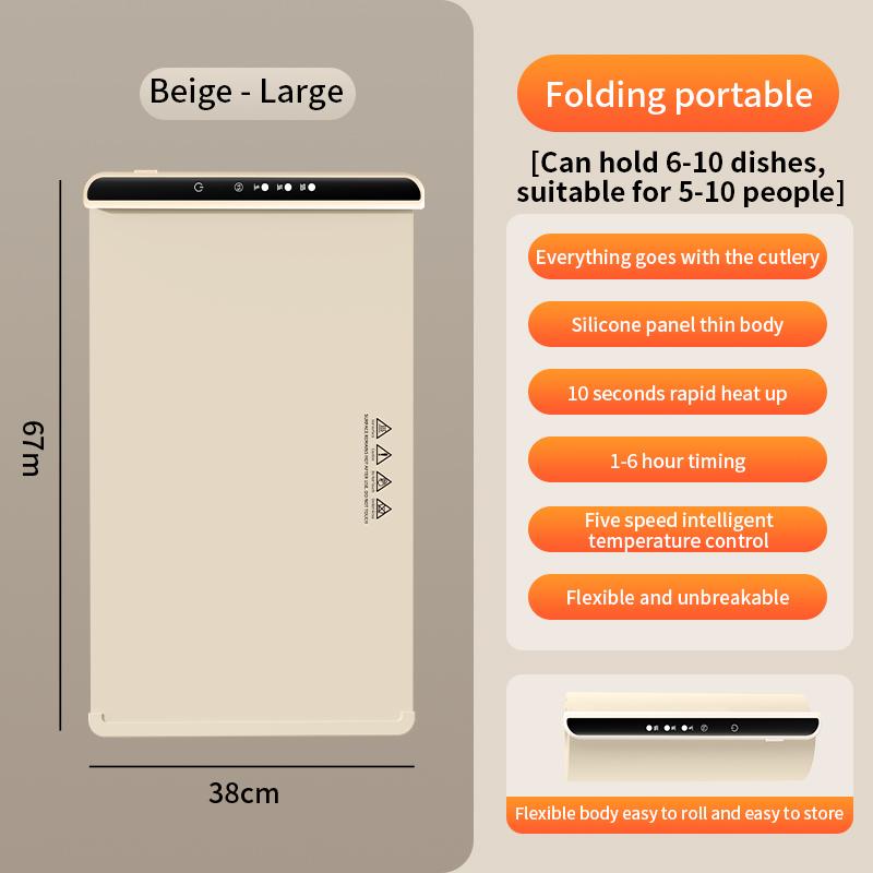 Electric Warming Tray Foldable Food Warmer Mat with 3 Tem Setting Fast Full Surface Heating Portable Electric Food Warming Tray