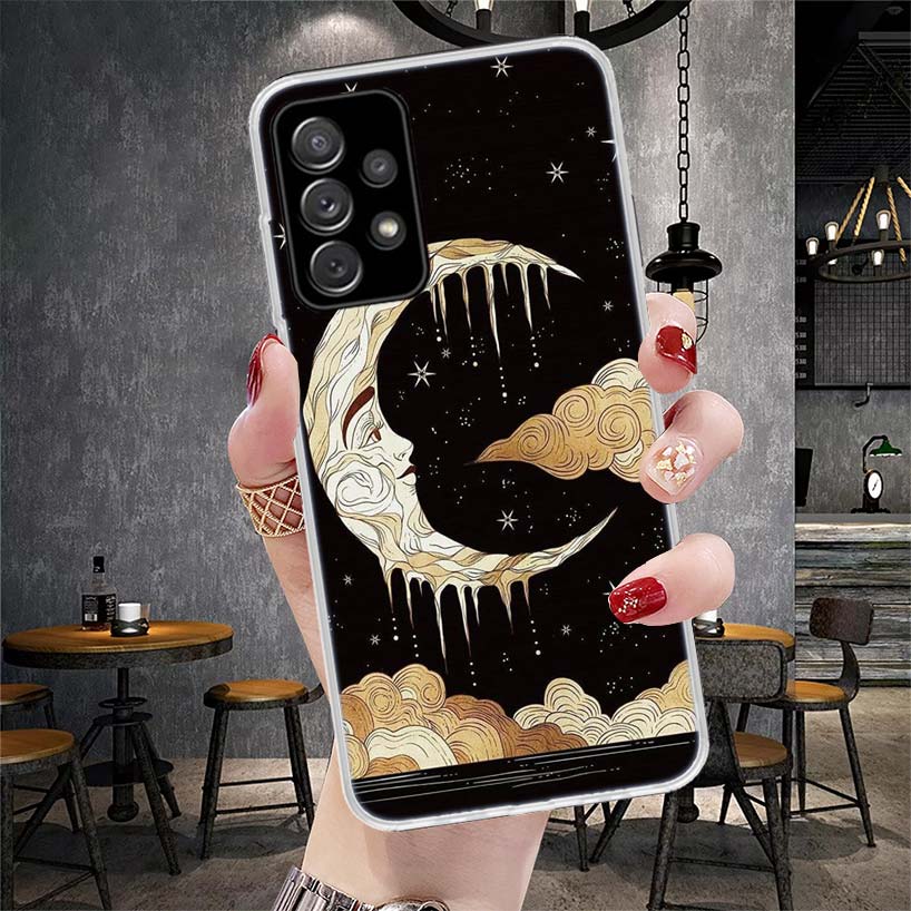 Funny Sun Moon Face Soft Phone Case For Samsung Galaxy A13 A14 A15 A16 A17 A53 A54 A55 A56 A57 A33 A34 A35 A36 A37 A23 A24 A25 A