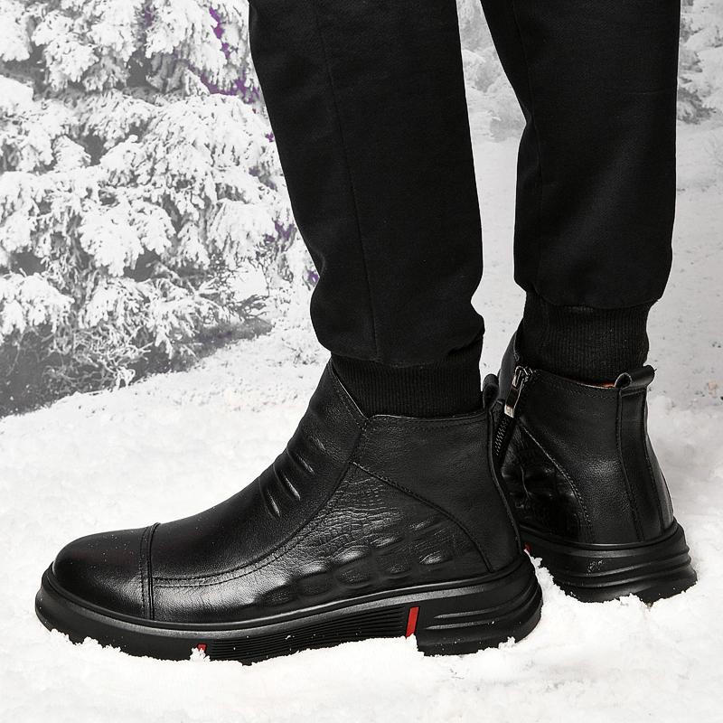 Men Boots 2024 Men Business Ankle Boots High Quality Men Winter Snow Boots Genuine Leather Mens Slip On Low Top Motorcycle Boots
