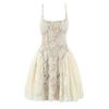 Elegant 2026 Sweet Lace Knit Camisole Dress with Retro Square Neck & Backless Design