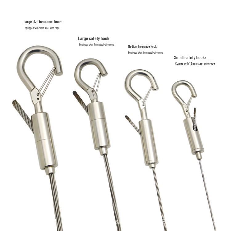 Double-Headed Snap Hook Safety Lanyard: Steel Wire Hanging Rope for Lamp and Picture Anti-Detachment