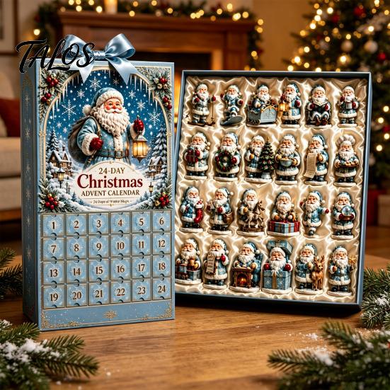 2026 Sváteční odpočítávací krabička Letní plážový Santa Adventní kalendář, 24denní sada akrylových ozdob se sběratelským dárkem Surfařské figurky, Tropické Vánoce