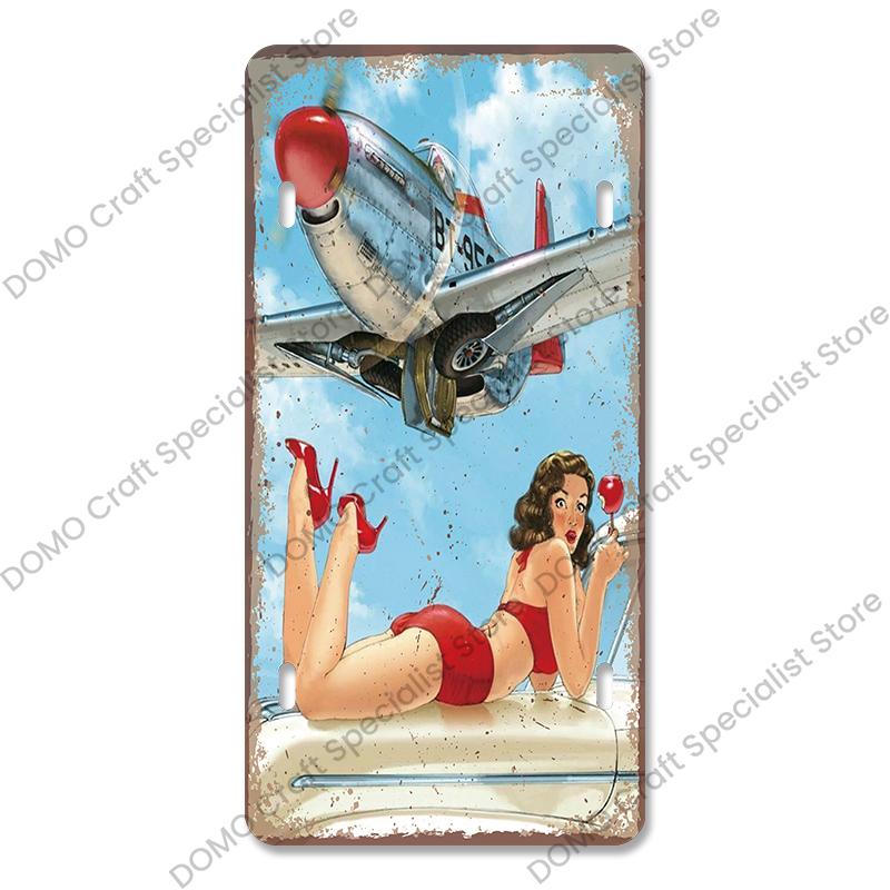 Air Races Metal Plate Tin Signs Retro Top Gun Airplane Metal Poster Garage Club Bar Home Wall Decoration 15x30cm