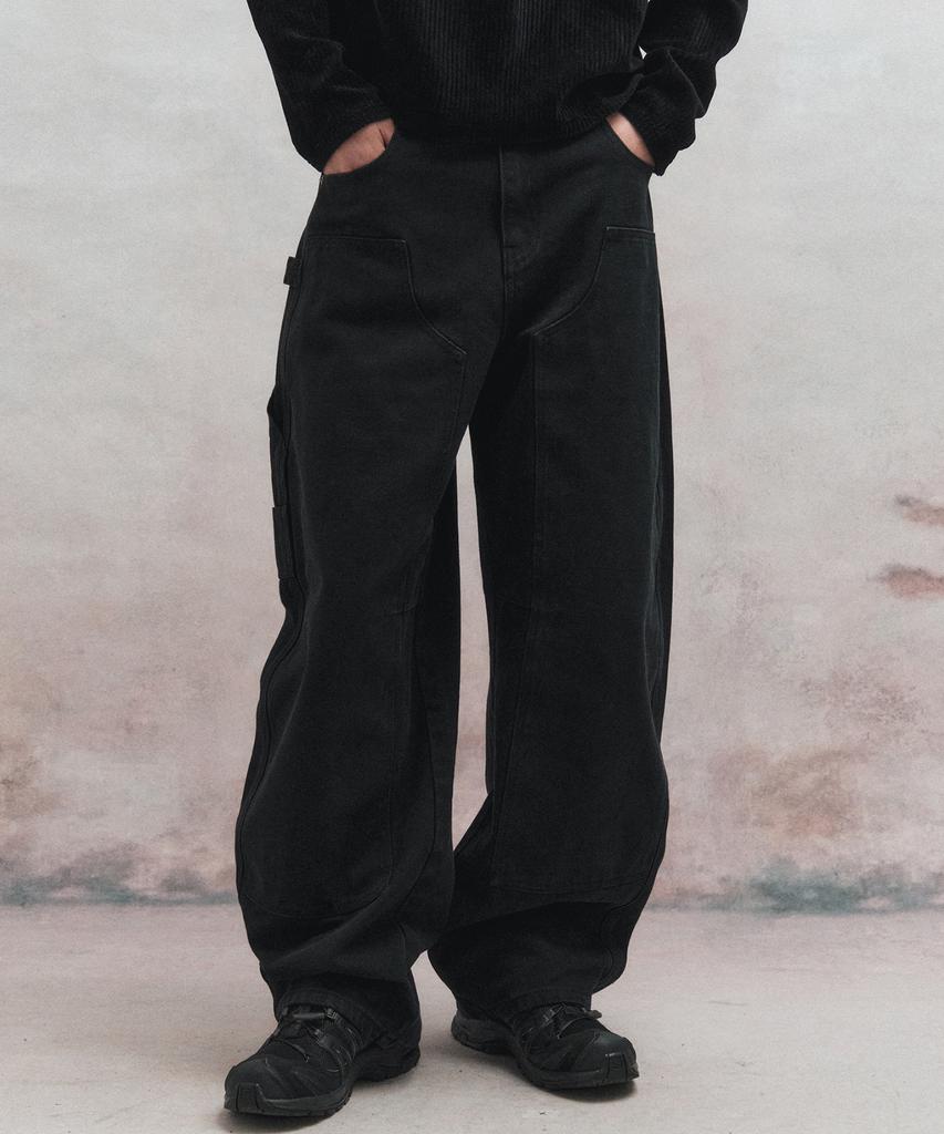 BIG UNION Heavy Canvas Curved Carpenter Pants (Black)