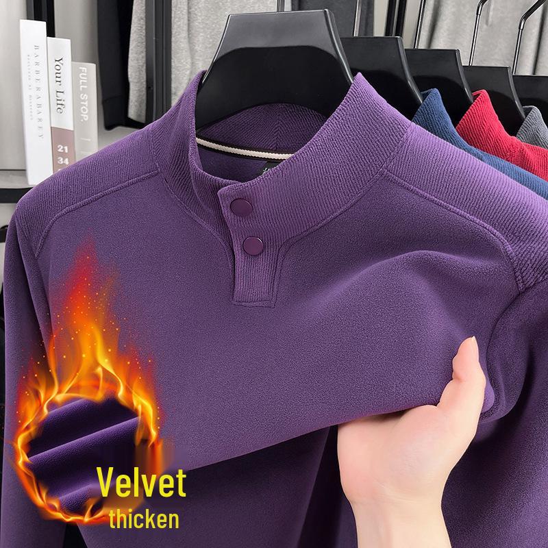 Men s 2025 Thick Sherpa Fleece Hoodie - Warm Stand Collar Winter Base Layer 500g 4XL