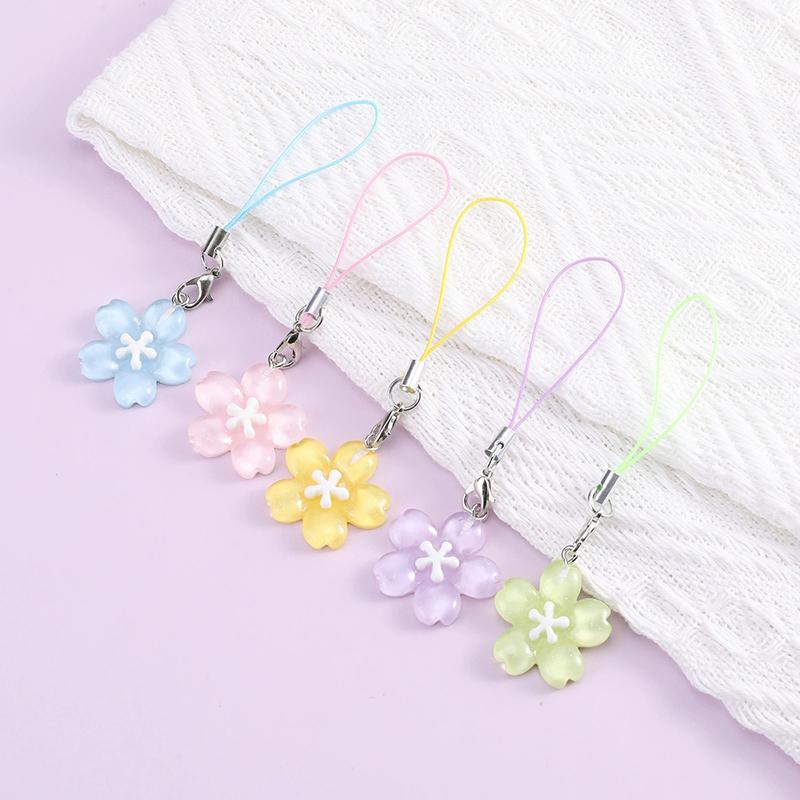 Colorful Resin Flower Phone Chains for Women Korean Style Fresh Cute Transparent Bag Key Pendant Best Friend Compact Accessory