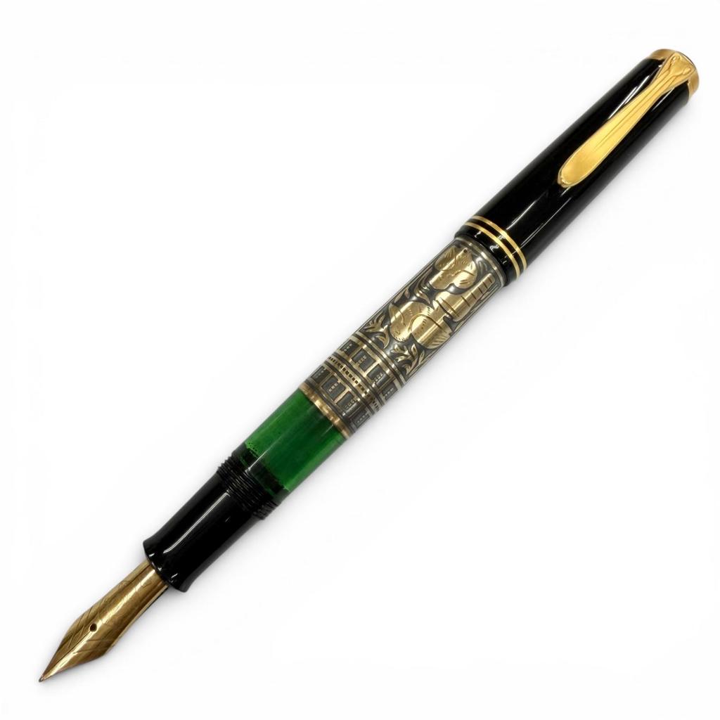 Great PERIKAN fountain pen Toledo black 18K mens M700 Used