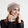 soft Winter Beanie Hat Scarf Set Thicken Warm Wool Hat Hiking Thermal Knit Cap  Skiing
