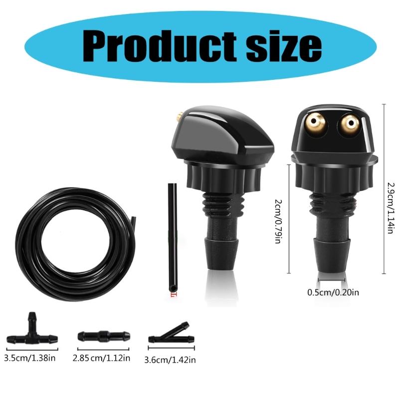 Universally Front Windshield Wiper Arm Washer Nozzle Spray Unit with 2 Holes Wiper Water Spray Jets