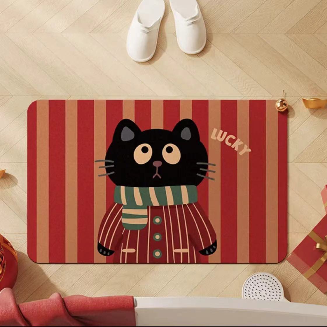 

Коврик для ванной комнаты с мягким диатомовым грязем Creative Cat, впитывающий коврик для туалетной двери, нескользящий коврик для туалета 40 * 60 cm [diatom mud]