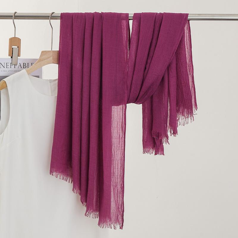 Monochrome Thin Scarf Women'S Sunscreen Shawl Solid Color Simple Imitation Cotton And Linen Silk Scarf High-End Yarn