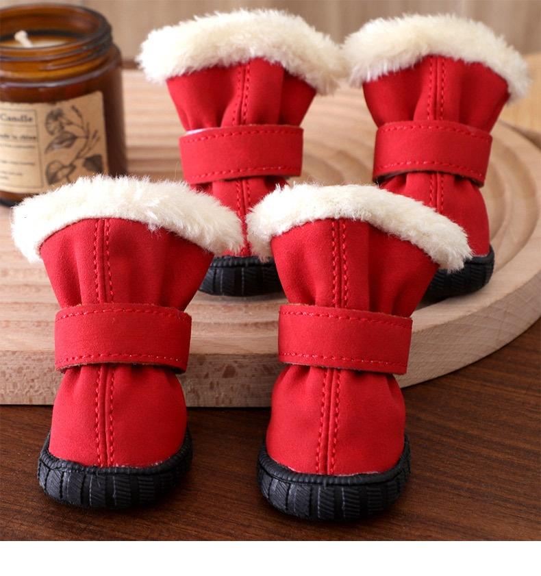 Pet Shoe Thickened Velvet Breathable Durable Anti-Slip Anti-Drop Dog Shoes Winter Boots for Small Dogs Outdoor Walking