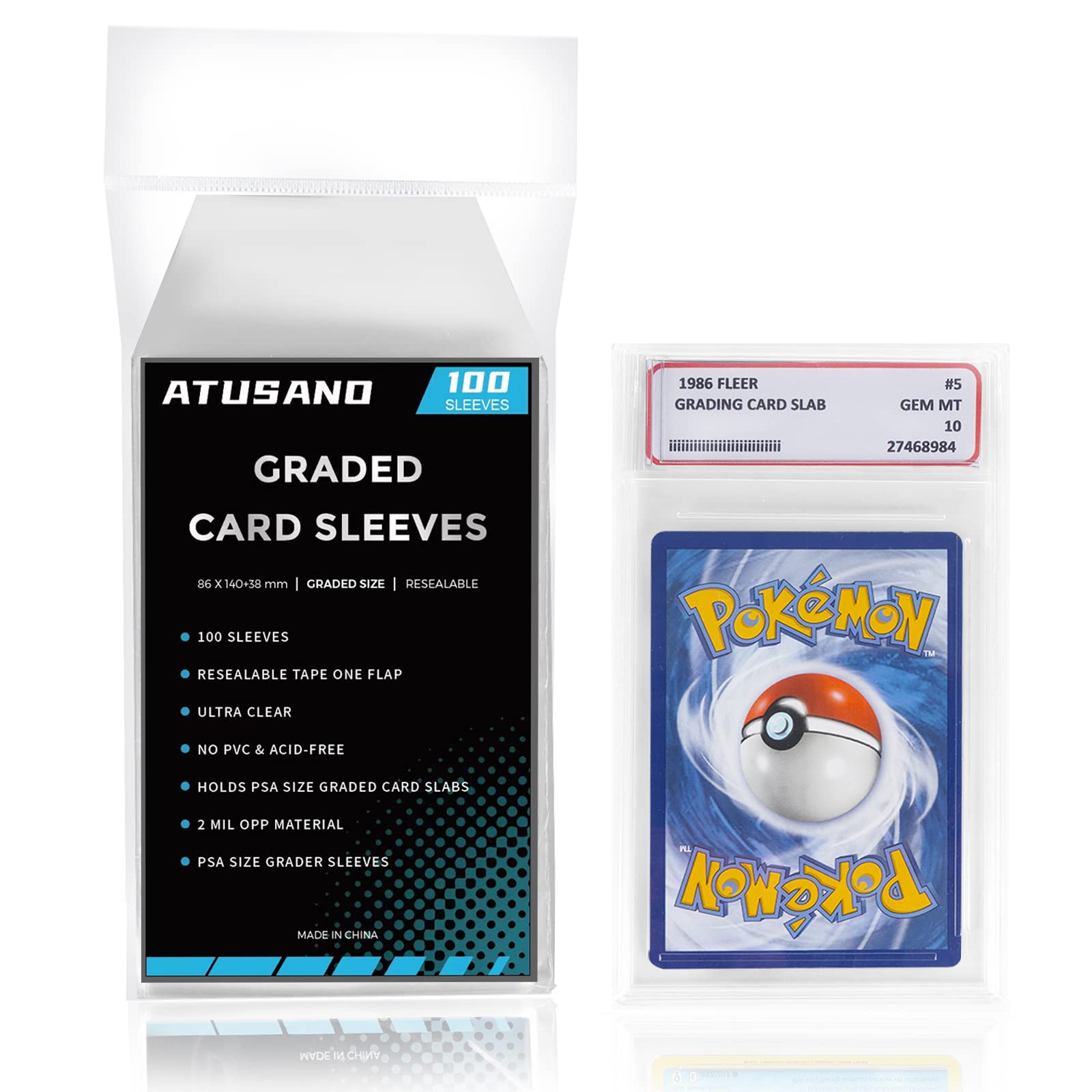 

АТУСАНО Протекторы PSA для 100 PSA Идеальная посадка Легко вставляются и Холдер для грейдинга PSA Царапина Защитный грейдинг PSA, Протекторы, Прозрачный, Удалить,