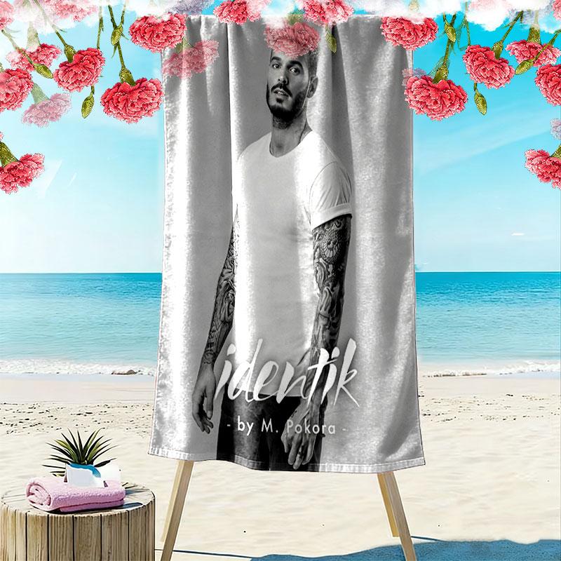 M Pokora Print Beach Towel, Large Soft Quick Dry Towel for Beach Camping Swimming