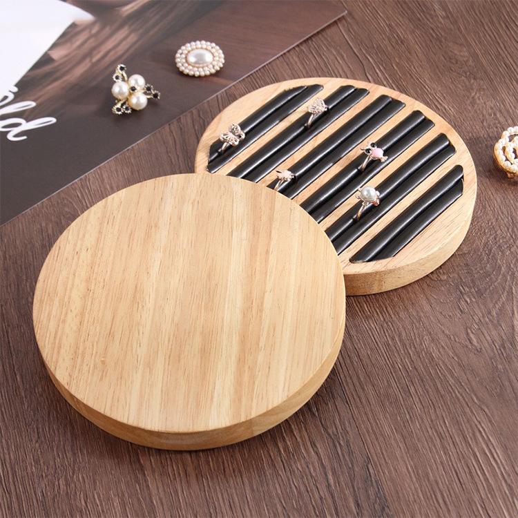 Wood Round Shape Jewelry Tray Ring Earrings Bracelet Display Plate Jewellery Storage Stand Counter Props