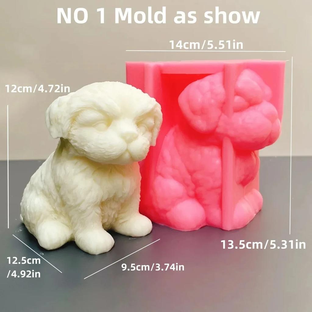3D Large 2025 Teddy Dog Candle Silicone Mold Cute Cat Hug Resin Mold Cat Dog Gypsum Mould Home Decoration Animal dog molds