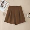 Shorts femininos casuais de cintura elástica e cor sólida de verão