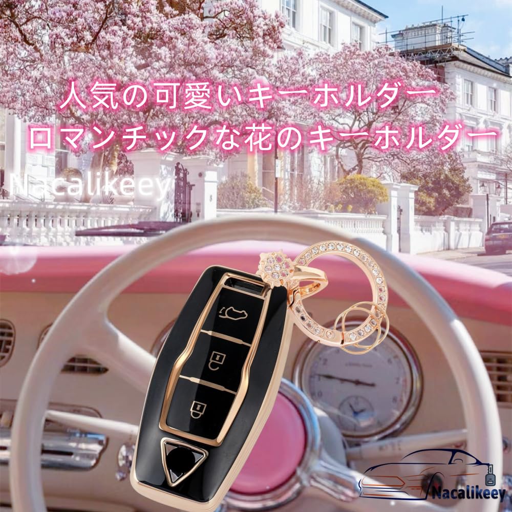 Nacalikeey Cute Key Case, Snow Key Holder, Key Case, Sparkle, Key Cover, Gorgeous Style, Black