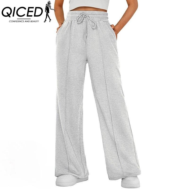 QICED Women's Fashion Casual Solid Color Print Pants & Capris