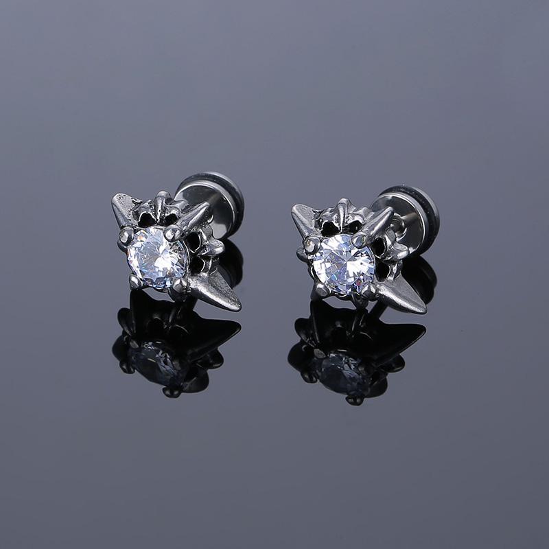 1 Pair New Style Gothic Dumbbell Stud Earrings For Men/Women Stainless Steel Punk Piercing Jewelry