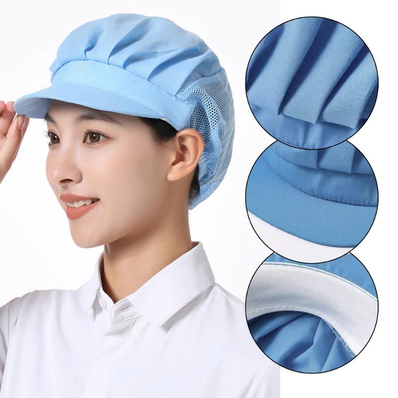 2026 Solid Breathable Work Dust Cap for Women Men Adjustable Cooking Chef Caps Food Service Hair Nets Chic Hat Work Accessories