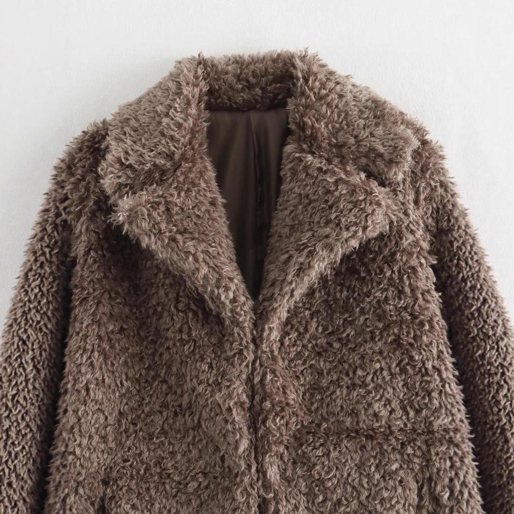 Ευρωπαϊκού και Αμερικανικού Στυλ Μοντέρνο Ευέλικτο Γούνινο Παλτό Γυναικείο Γαλλικού Σχεδιασμού