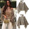 European and American Women's Wear Spring and Autumn Plaid Scarf Cape Shirt