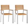 Garden Chair 2 Pcs Solid Teak Wood and Stainless Steel