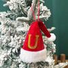 Mini Letter Christmas Hat Christmas Tree Pendant Decorations Hanging Ornament Cute Plush Velet Santa's Hat Christmas Home Decor