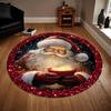 Luxurious Christmas Santa Claus Pattern Round Shape Floor Mats Kitchen Hallway Runner Rug Bedroom Living Room Soft Carpet Non-slip Area Rug
