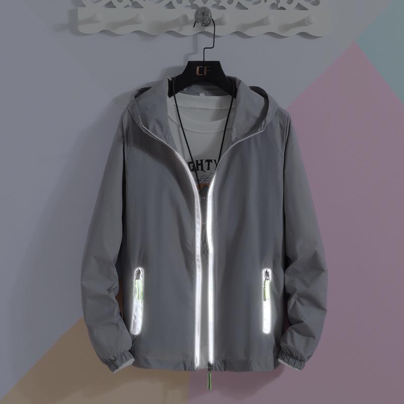 Reflektierende Reißverschluss-Sonnenjacke – Herren Outdoor Angeln & Paare Print Logo Kleidung
