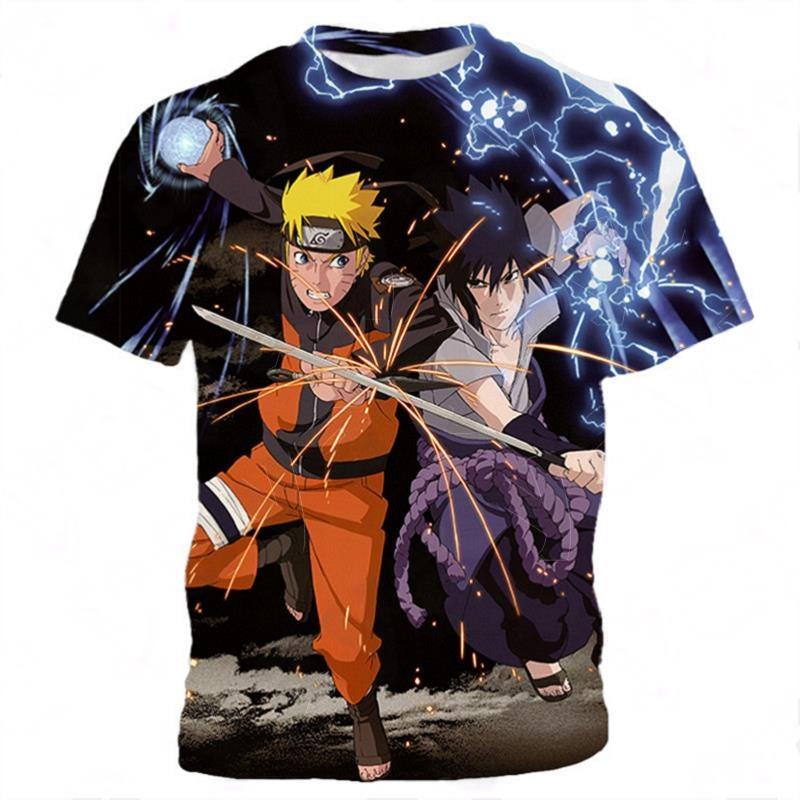 Kids Anime Naruto Uzumaki Sasuke 3D Full Print T-shirt Boys Girls Short Sleeve Casual Oversized Naruto Fan