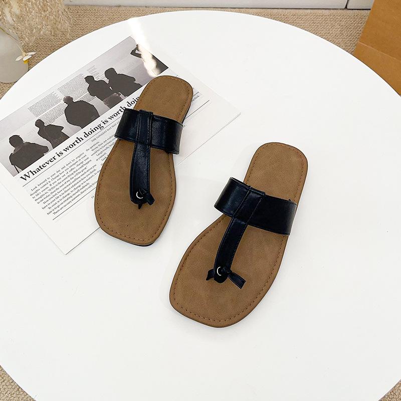 

Retro toe slippers women s summer wear soft-soled beach vacation sandals sandals niche design slippers 40