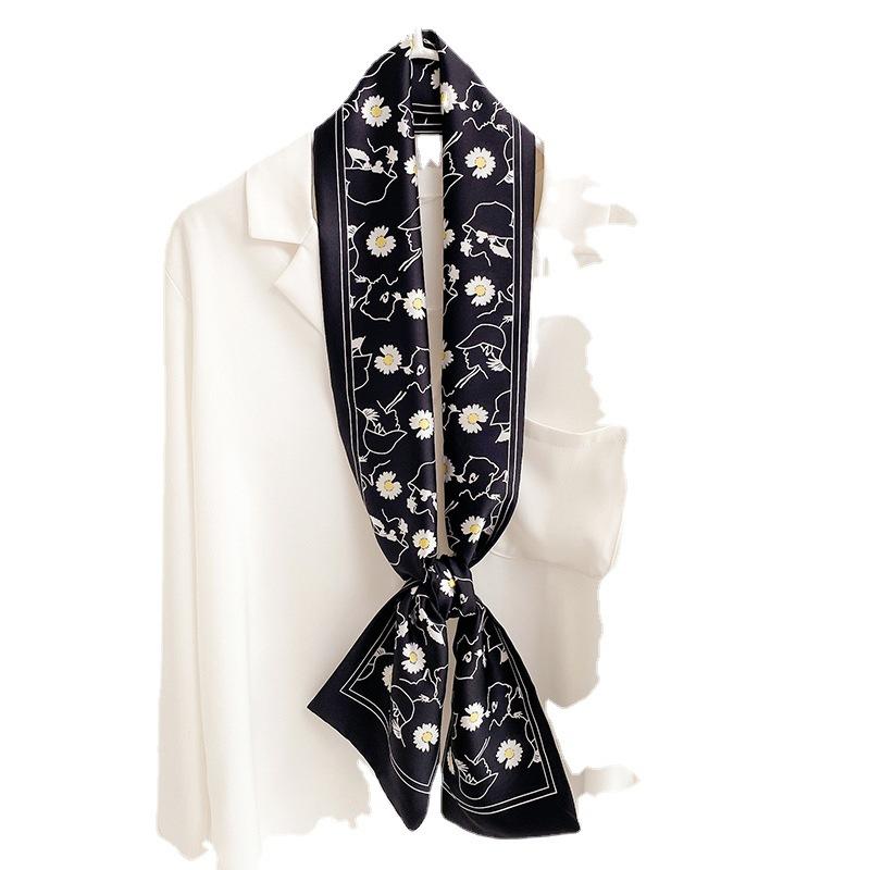 Spring and Autumn New Korean Decorative Slim Long Silk Scarf for Women, Small Neck Scarf, Ribbon Binding, Bag Strap, Headband, Winter Warm Scarf