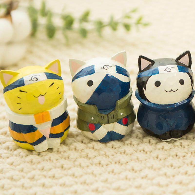 Naruto Houtsnijwerk Kat Figuur Cadeau Voor Huis Kantoor Decoratie En Verzamelaars