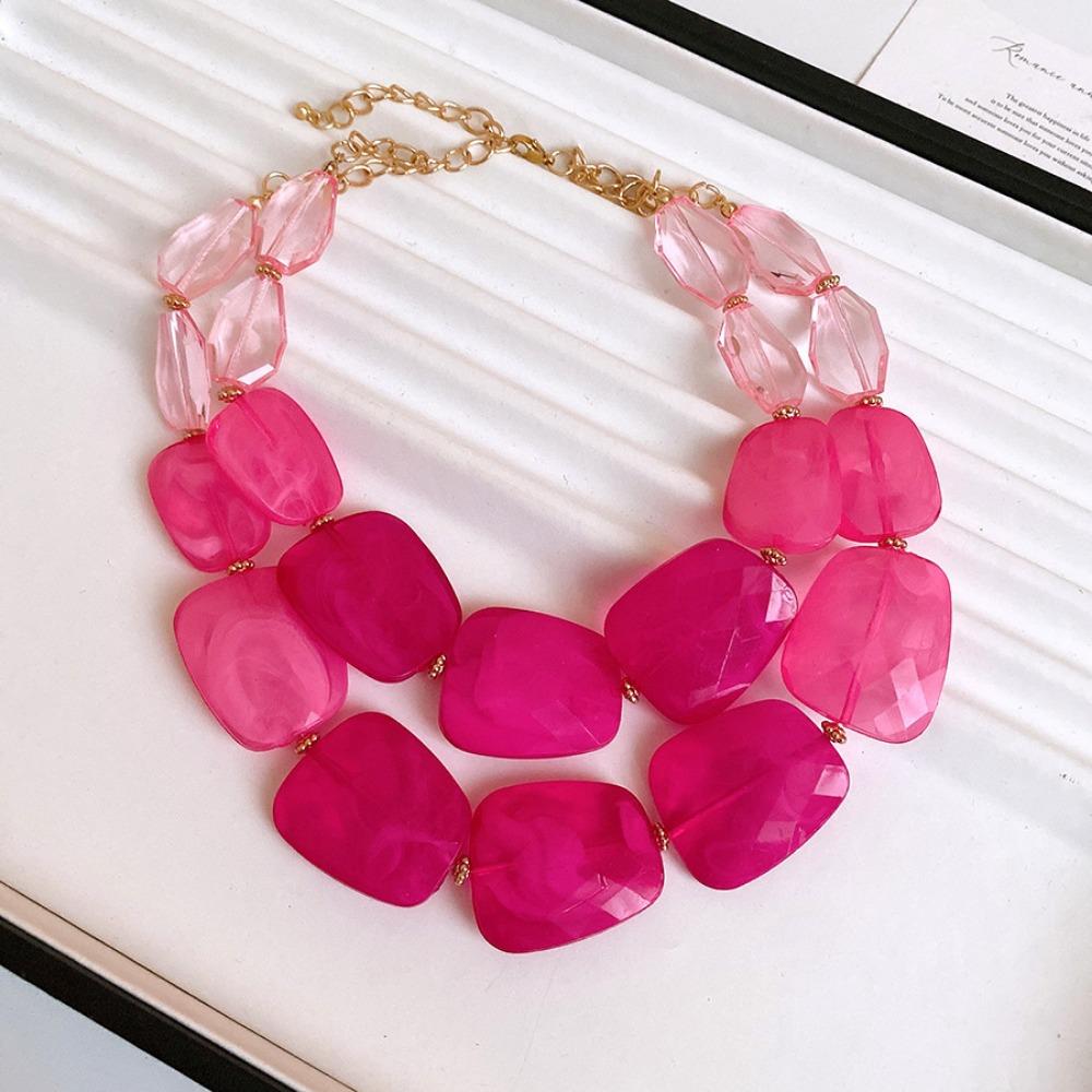 

Необычное акриловое ожерелье из бусин в два ряда, преувеличенная цепочка для ключицы, ожерелье из бусин, подарок