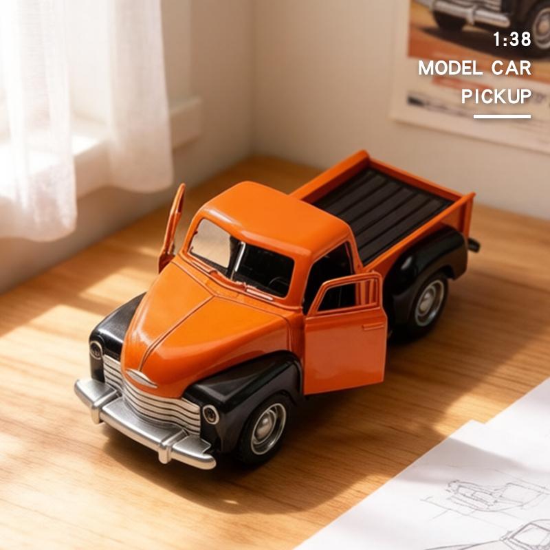 1:38 Vintage Klassisch Retro Pickup, Legierungsmodellauto, Simuliertes Fahrzeug, Niedlicher LKW, Spielzeugmodell für Jungen, Task Force 1955 Ornamente
