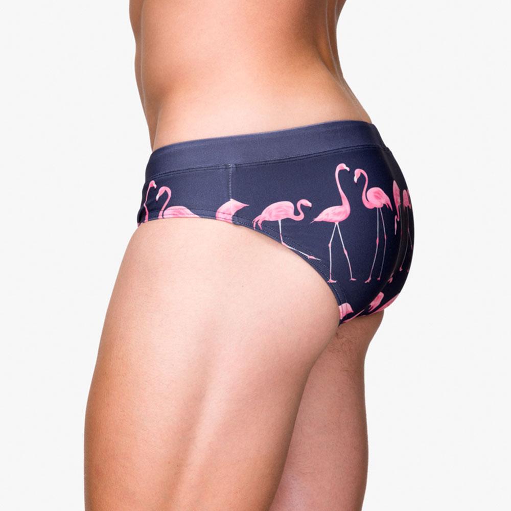 Flamingo zwembroek heren sexy badmode sneldrogende badpakken met voering