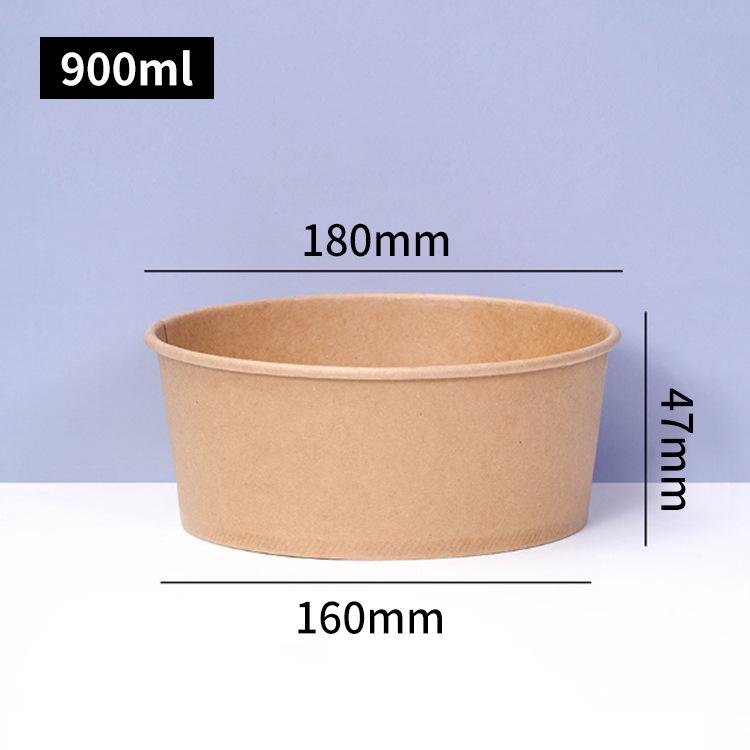 Customizable Kraft Paper Bowl for Takeout: Disposable Round Container for Light Meals, Fruit, and Salads.