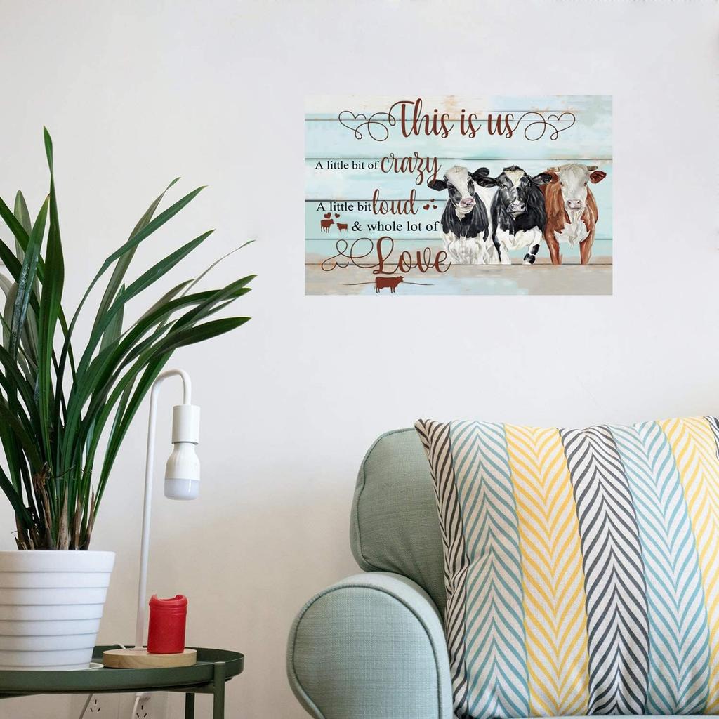 Cusde Cow Metal Tin Sign This is Us Wall Art Farmhouse Sign Home Decorations Retro Wall Decor Funny Poster House Yard Rustic Wall Art Hanging Plaques