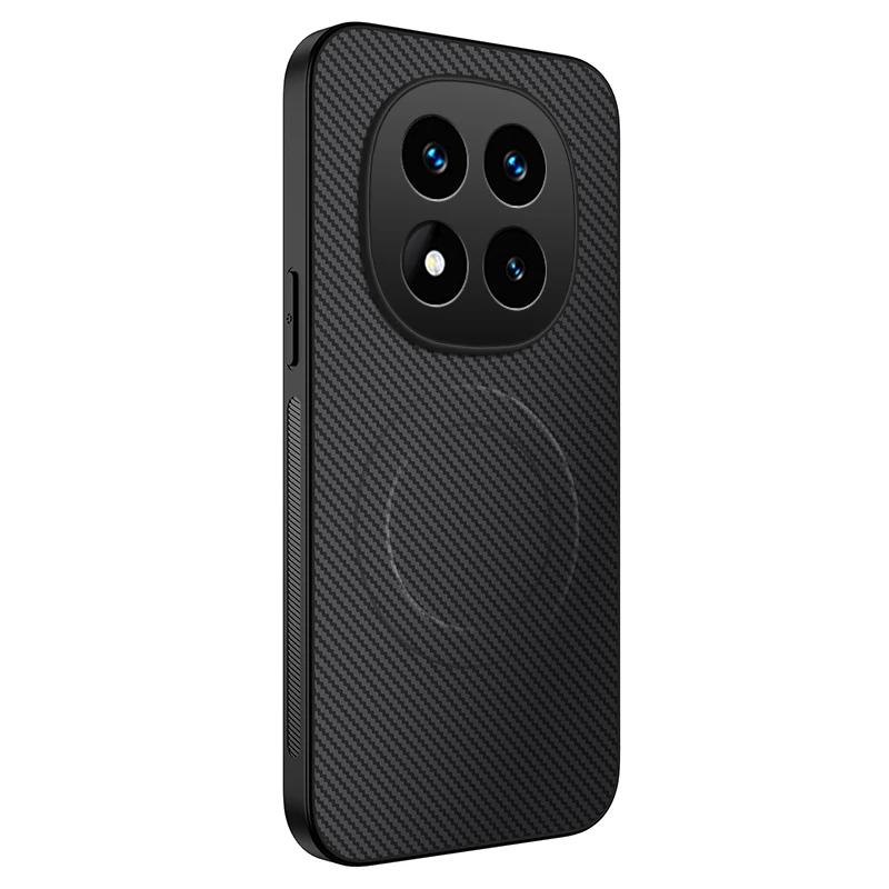 Carbon Fiber Texture Phone Case For Redmi Note 14 Pro Plus 14C 5G 4G Magnetic Wireless Charging Silicone Soft Back Cover Cases